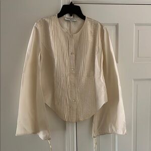 Carolina Herrera Cream Button-Up Silk Blouse